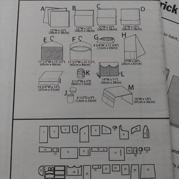 Craft Room Organizer Sewing Pattern Chair Seat Cushion Wall Pockets Butterick 57 - Picture 11 of 11